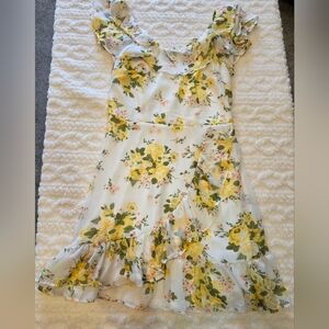 Disney Princess Yellow Floral Ruffle Dress | Size M | Fully Lined